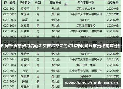 世界杯资格赛将启新老交替赔率走势对比冲刺阶段谁更稳前瞻分析 世界杯资格赛将启新老交替赔率走势对比冲刺阶段谁更稳前瞻分析